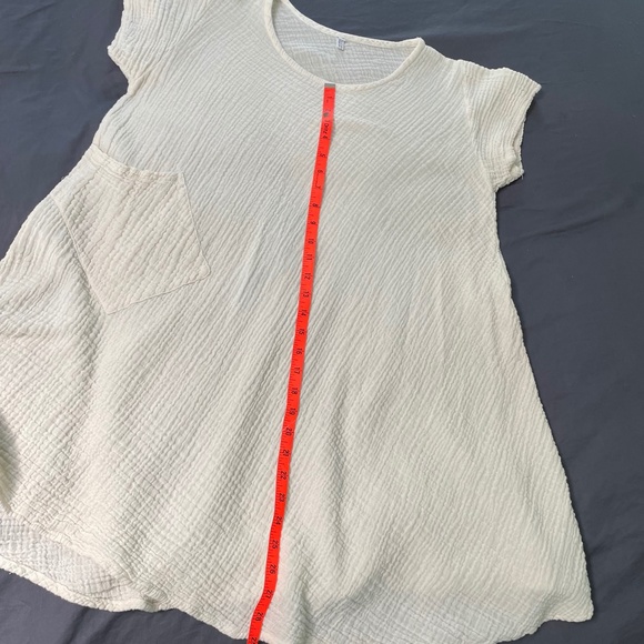 Cotton Cap Sleeve Stretchy Tunic Off-White Size Large - Picture 5 of 5